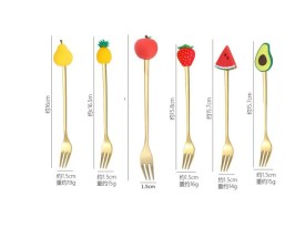 Pack 6 tenedores dorados FRUTAS